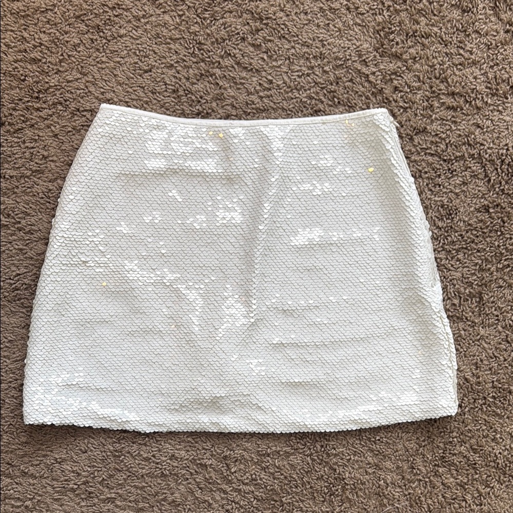 Elegant White Sequin Skirt